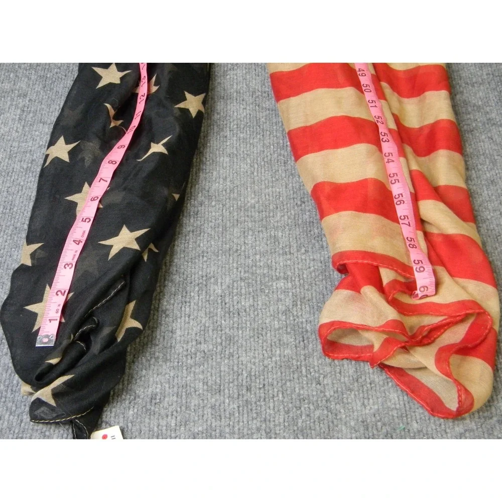 American Flag Infinity Scarf Red White Blue Stars Stripes 100% Viscose Patriotic